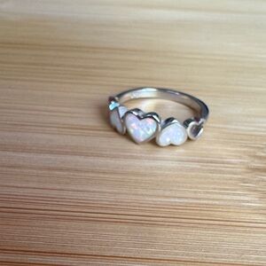 Silver Heart Opal Ring size 7